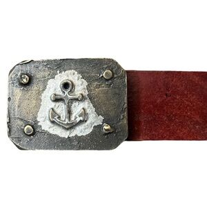 Replay Leather Men’s Anchor Plaque Belt